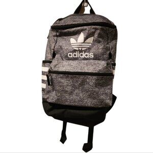 ADIDAS backpack marled gray front pouch and side water bottle pockets back strap